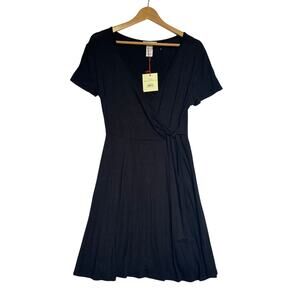 Rolla Coaster Dress 🌿Women’s Size Small Black Wrap Short Sleeve Casual NWT